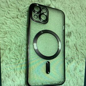 Apple Clear Glitter Case with Black Ring